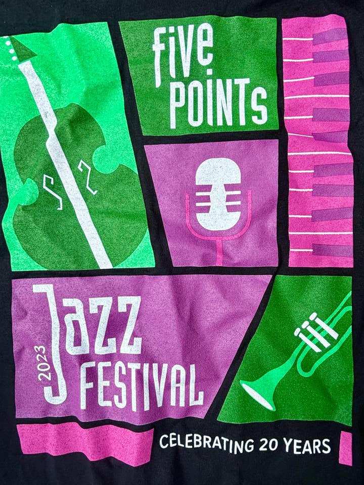 Official 2023 Denver Five Points Jazz Festival T-Shirt for wholesale by Colorado Threads