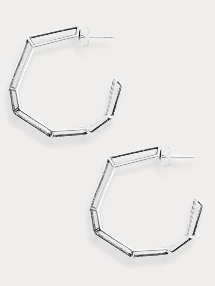 Sterling Silver "Strength Hoops" in Medium for wholesale by Cassondra Justine
