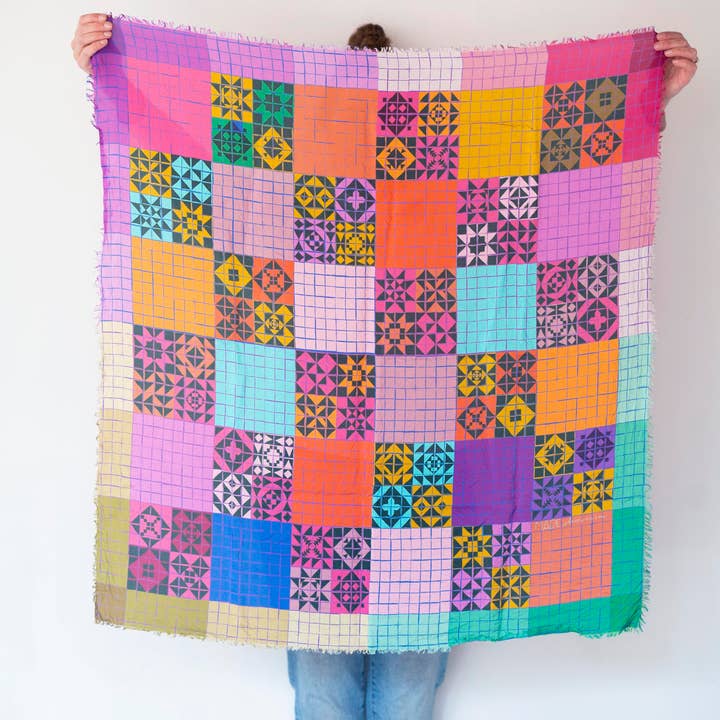 Made Wherever I Am - Wholesale Scarf – Unisex - Autumn on the Plains Patchwork - Pure Silk Wild Rag Scarf1