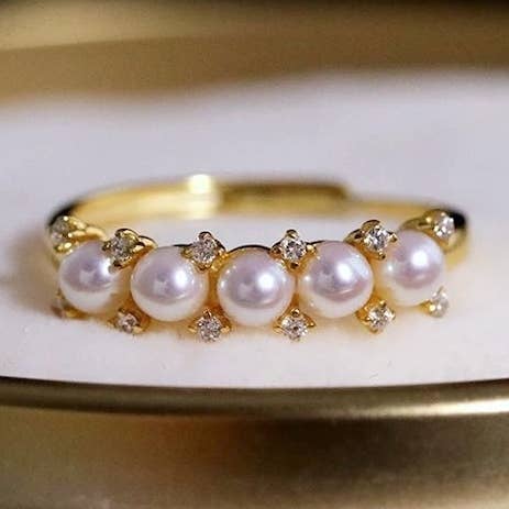Freshwater Pearl Flower Crown Rings-Adjustable for wholesale by LanLivia
