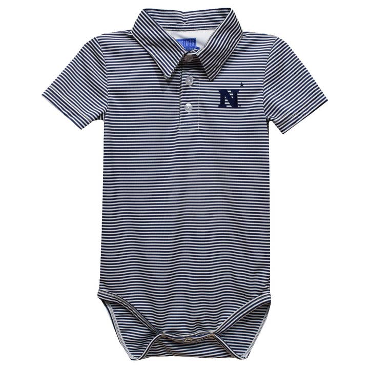 US Naval Academy Midshipmen Embroidered Stripe Polo Onesie for wholesale by Vive La Fete
