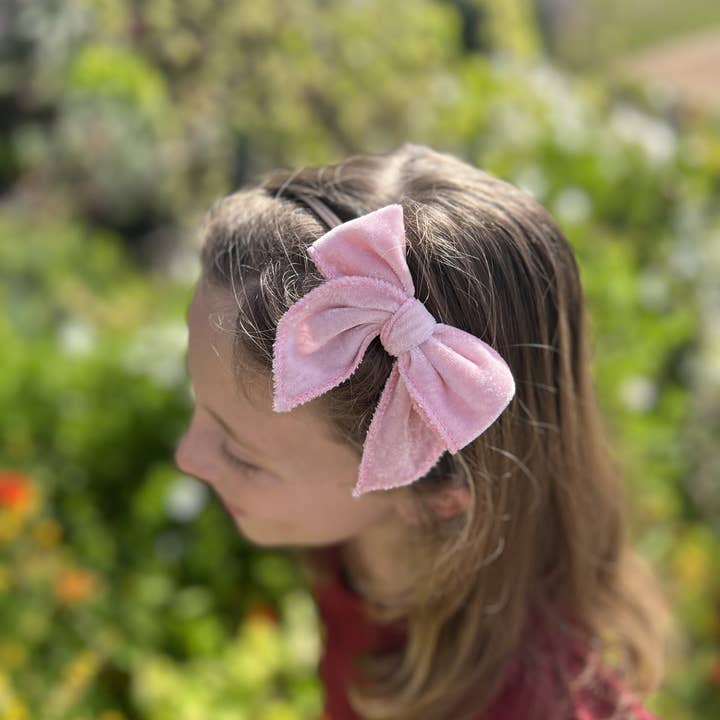 Cuddle Bug & Co – Engroshandel Pandebånd - Baby – Mini & Me Velvet Fable Bow Pandebånd Pink2