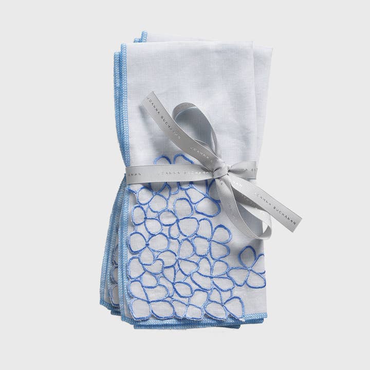 Hydrangea dinner napkins, blue, set of two for wholesale by Joanna Buchanan