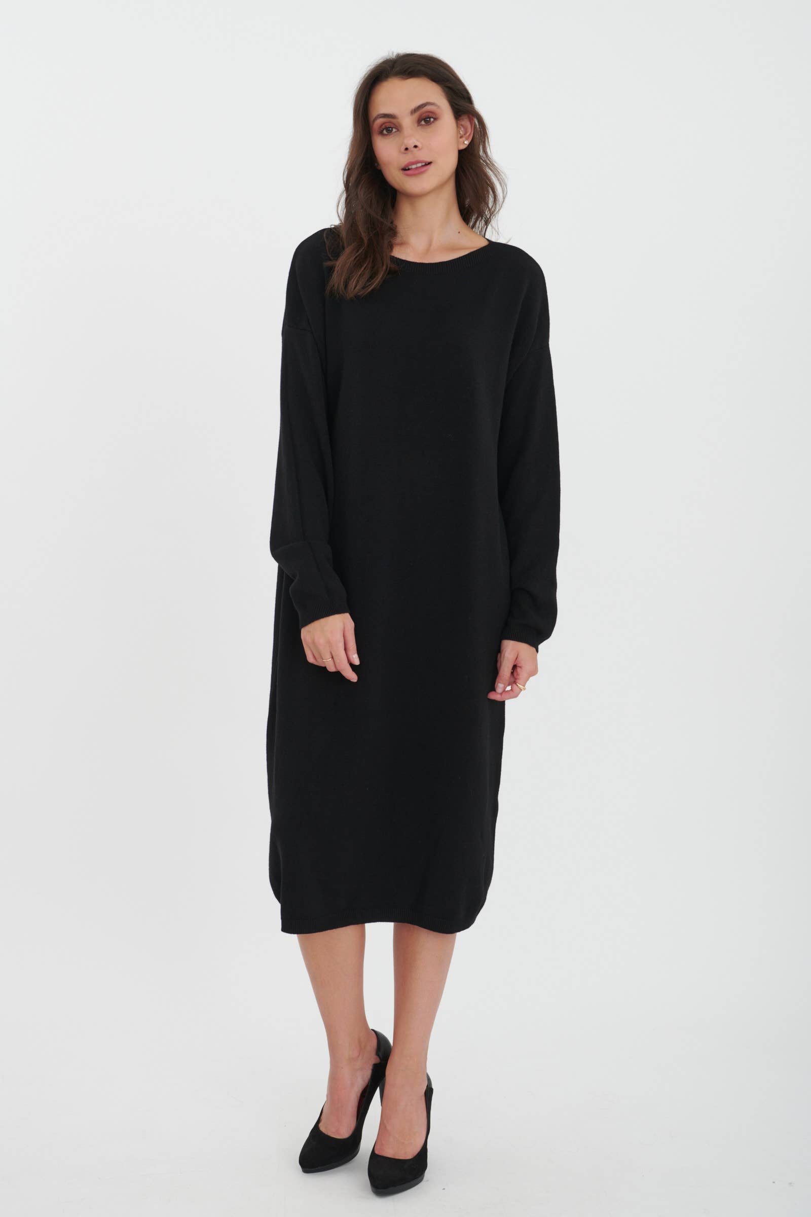 ORNELLA PARIS - Wholesale Dress - Women's - LEL-R22271 plain long sweater dress11