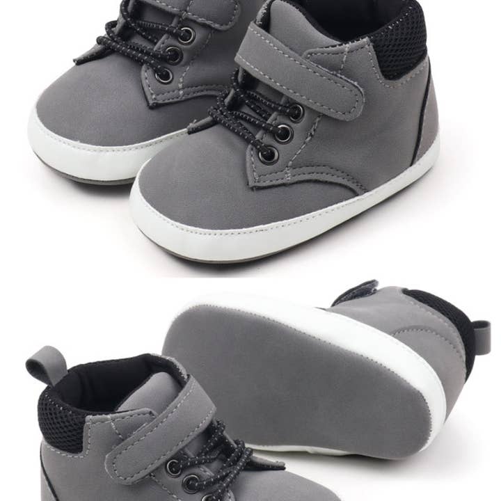 Kids Charm Online - Wholesale Lifestyle Sneakers - Kids - Gray cute boy baby shoes w/ velcro. MY3192-G2