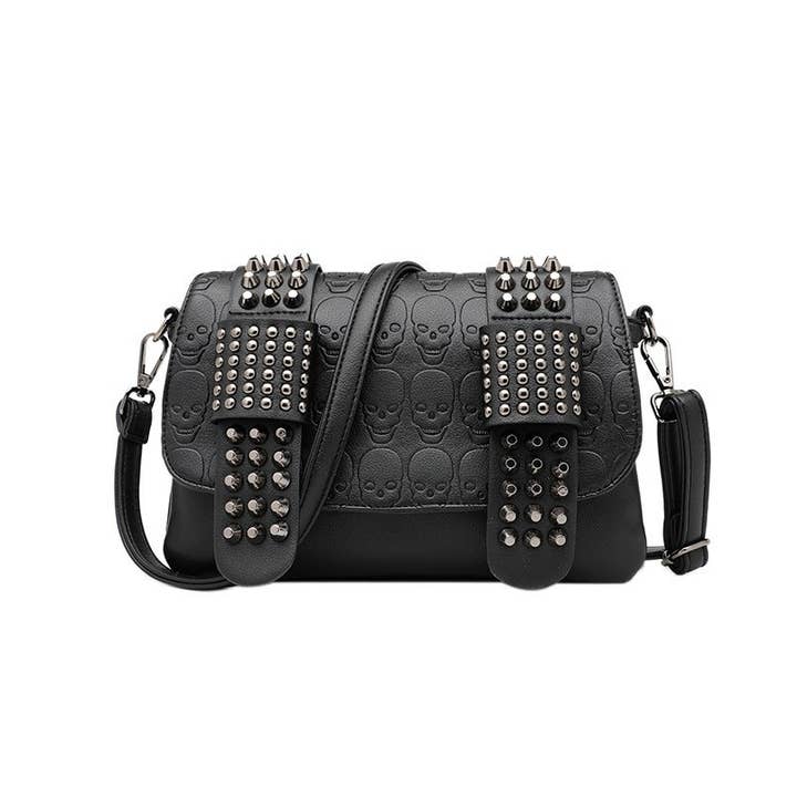 Black Women's Vintage Gothic PU Square Shoulder Bag for wholesale on Faire2