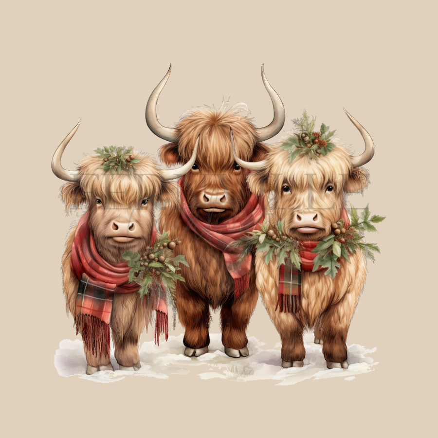 Fernville Creations - Wholesale Hand Towel - Highland Cow Holiday Hand Towel for Bath and Kitchen2