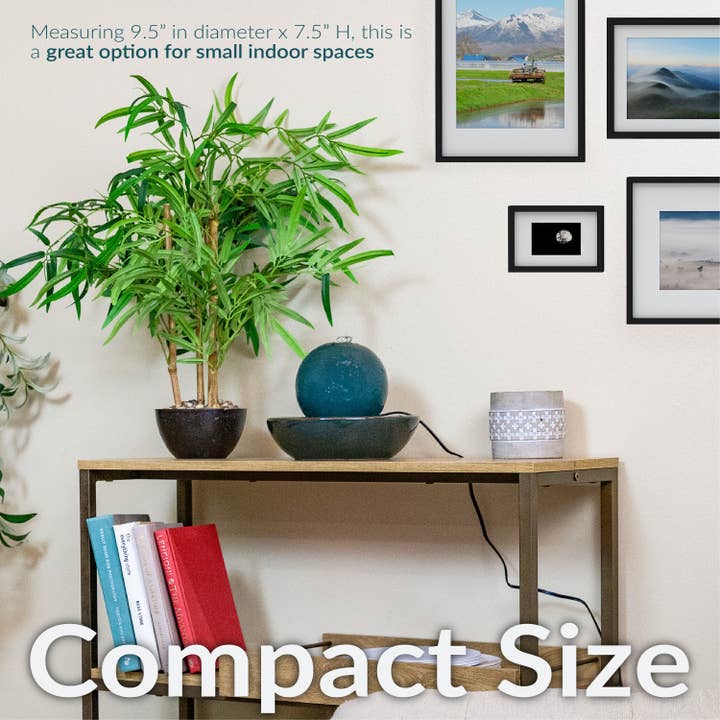 Sunnydaze Decor - Wholesale Decorative Tabletop Object - Ceramic Indoor Tabletop Water Fountain with Orb - Teal3