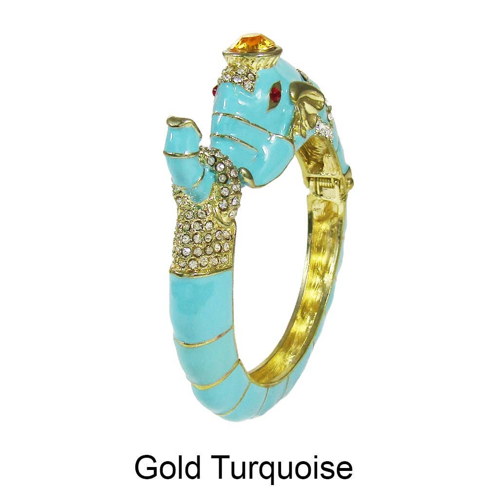 TheTizana - Wholesale Cuff Bracelet - Stoned Enamel Elephant Hinge Bangle Cuff Bracelet2