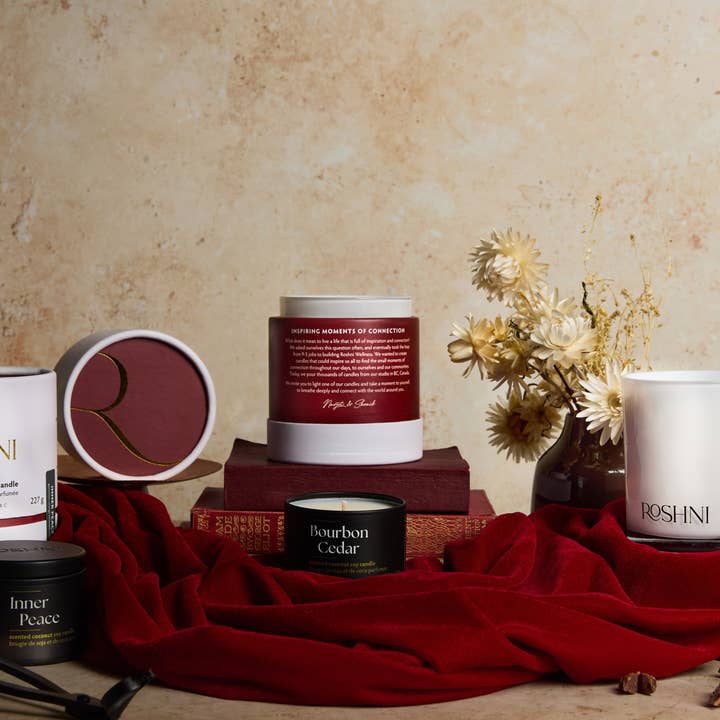 Roshni Wellness - Vendita all'ingrosso Candela in vasetto - Tobacco Sapphire - Candela Tabacco + Cacao Coconut Soy 8.0 oz2