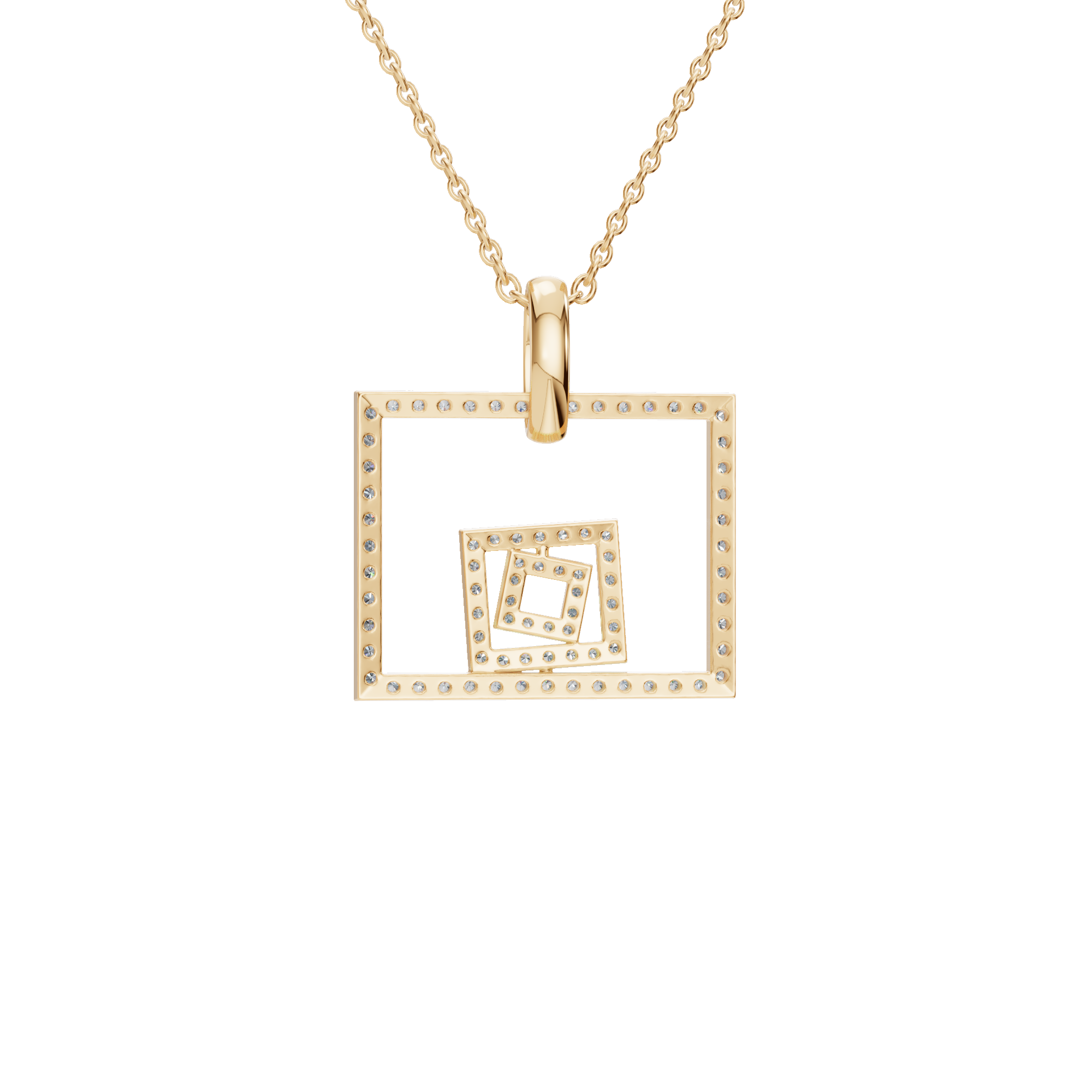 PureYou Jewelry - Vente Colliers à pendentif - Collier carré en diamant en or 14K, collier superposé délicat2