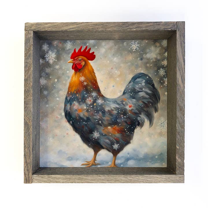 Flocos de Neve de Frango - Farmhouse Animal Canvas Art - Emoldurado por atacado de Hangout Home