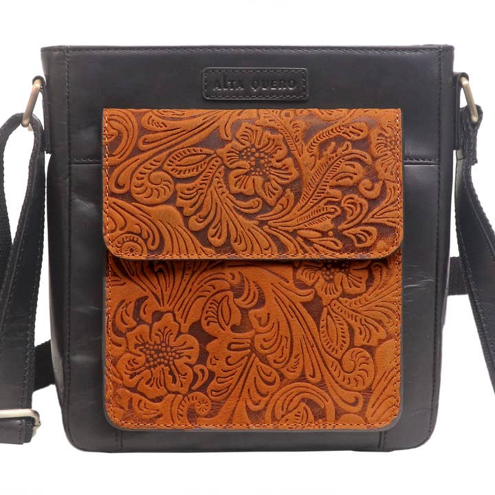 Alta Quero - Wholesale Crossbody Bag - Women's - Embossed Genuine Leather Crossbody Bags (2-Pack)–Floral+Leaf4