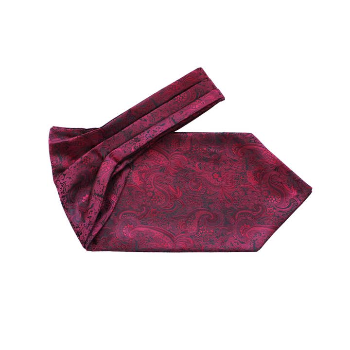 Tie Mood - Wholesale Stropdas - Heren - Bordeauxrode Paisley Ascot stropdas