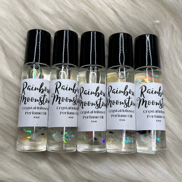 Rainbow Moonstone Crystal Infused Perfume Oil for wholesale by Slay’d Studio