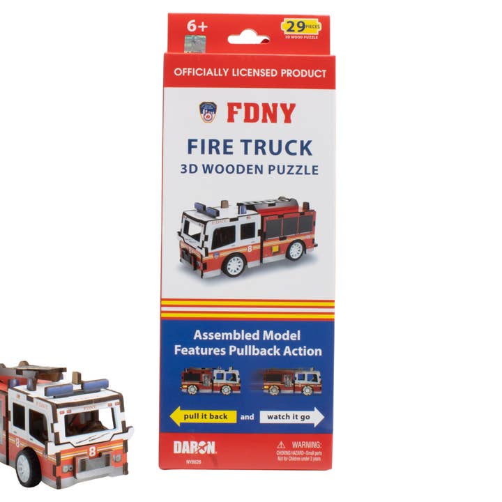 Rompecabezas de camión de bomberos de madera 3D FDNY para venta al por mayor de Daron Worldwide Trading