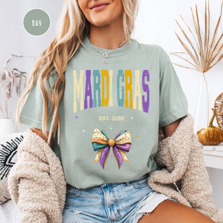Mardi Gras Grunge Comfort Colors® Tee for wholesale by CindyL Boutique