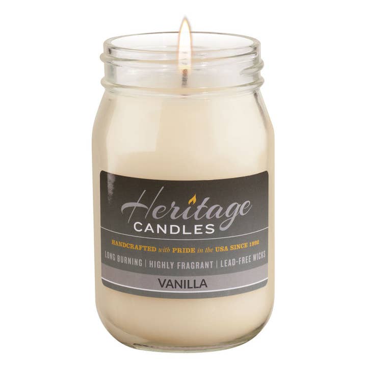 16-oz Canning Jar Candle - Vanilla for wholesale by Heritage Candles