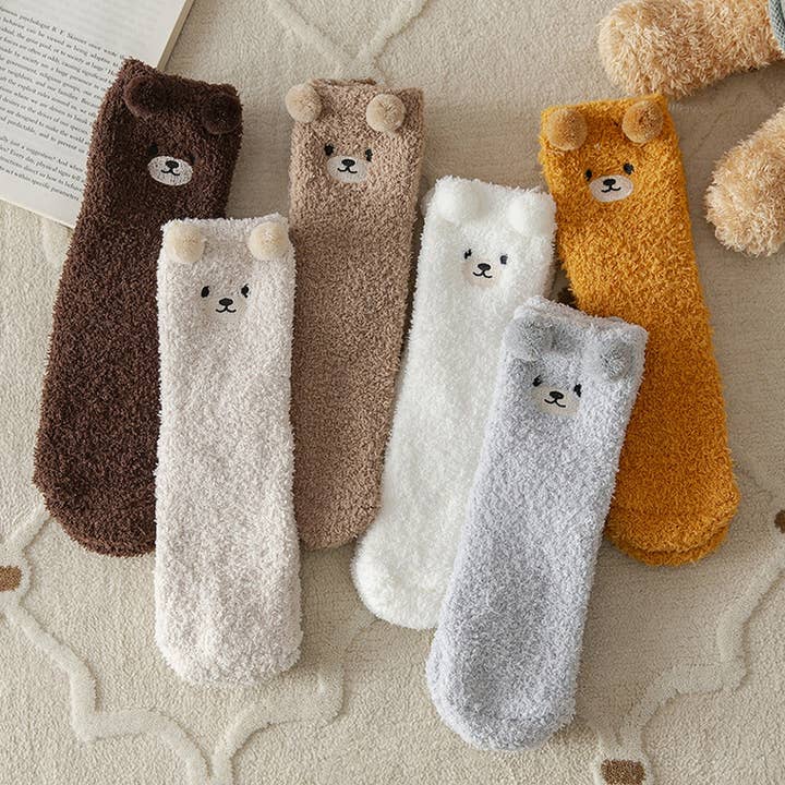 EMBROIDERED CARTOON BEAR LINT-FREE SOCKS_CWMS0800 for wholesale by ACCITY