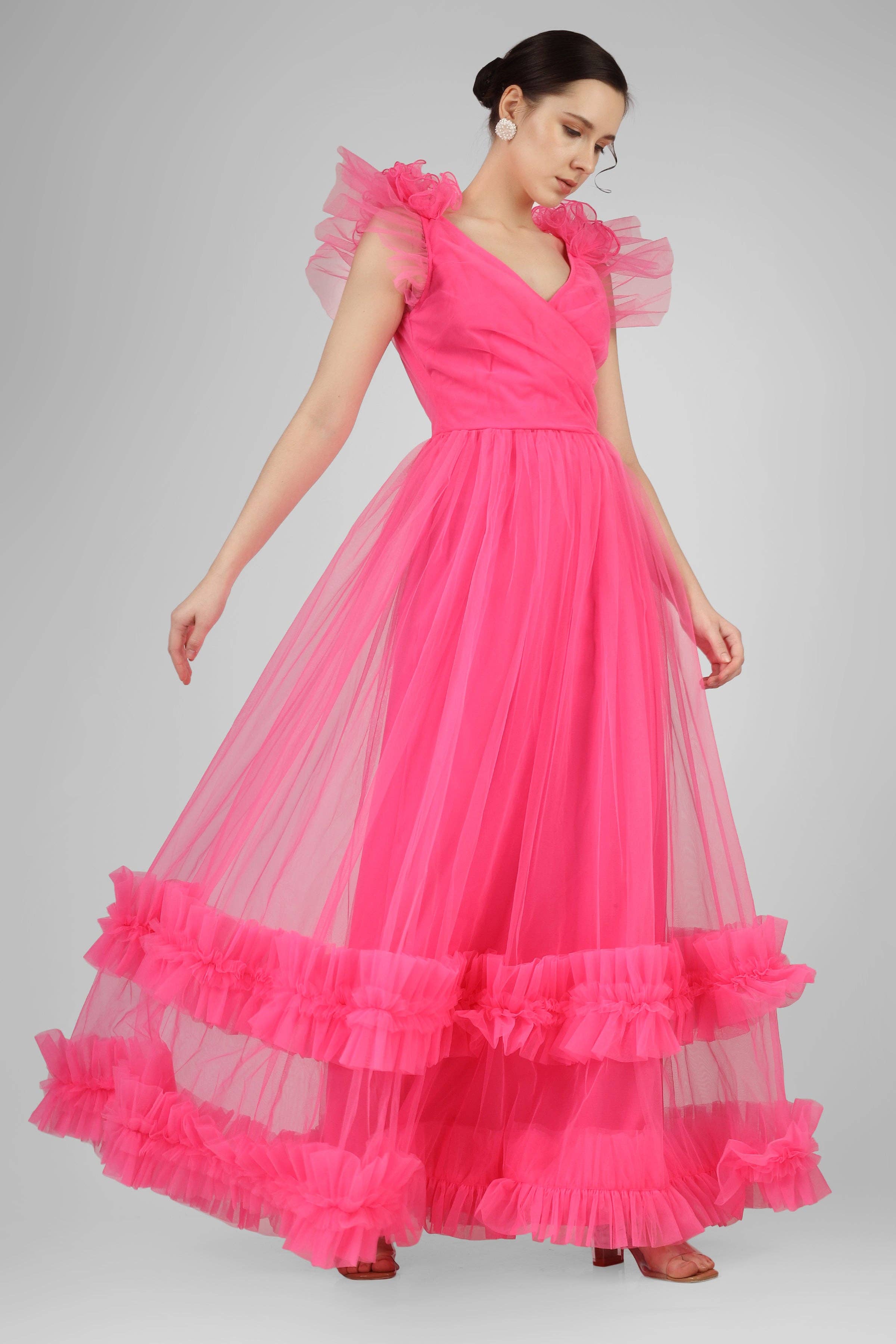 Nova Pink Tulle Corsage Maxi Dress for wholesale on Faire3