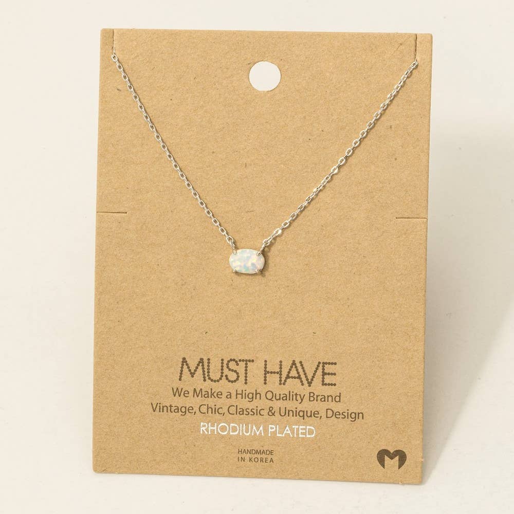 Fame Accessories - Wholesale Pendant/Charm Necklace - Gold Dipped Oval Opal Pendant Necklace5