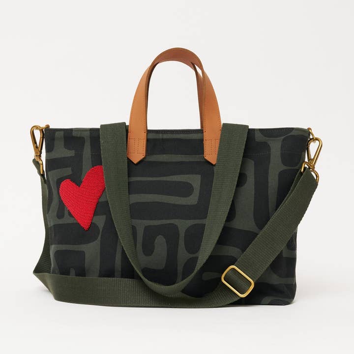 Commuter - Safari Kuba with Red Beaded Heart for wholesale by Ubuntu Life