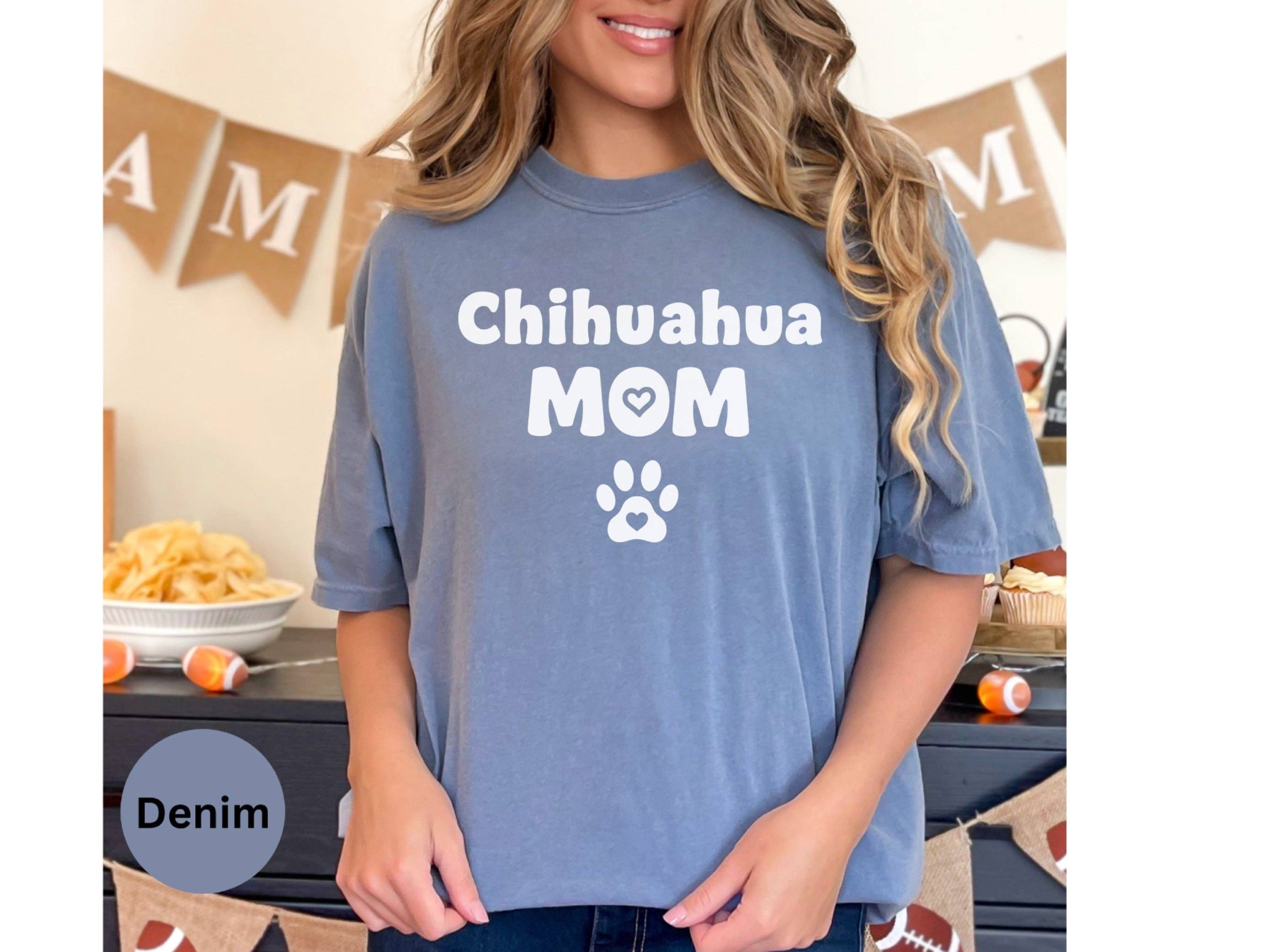 Graphic Galore - Wholesale Screen Printed T-Shirt - Women's - Chihuahua Mom T-Shirt, Dog Mom, Pet Lover Tee, Cute Heart Paw Print Design, Gift for Dog Owners, Animal Lover Shirt5