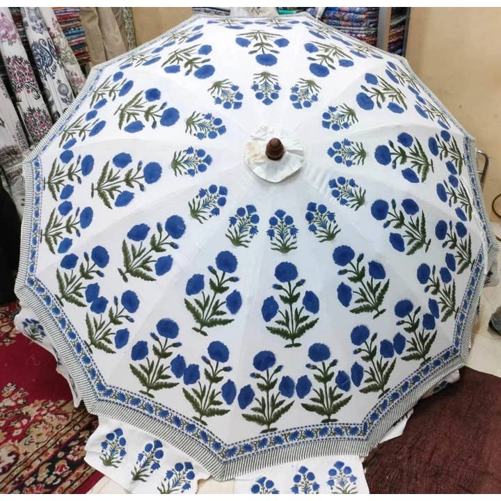 Bhawana Handicrafts - Wholesale Patio Umbrella - 5 Piece Lot, Garden Umbrella Indian Floral Patio Parasol