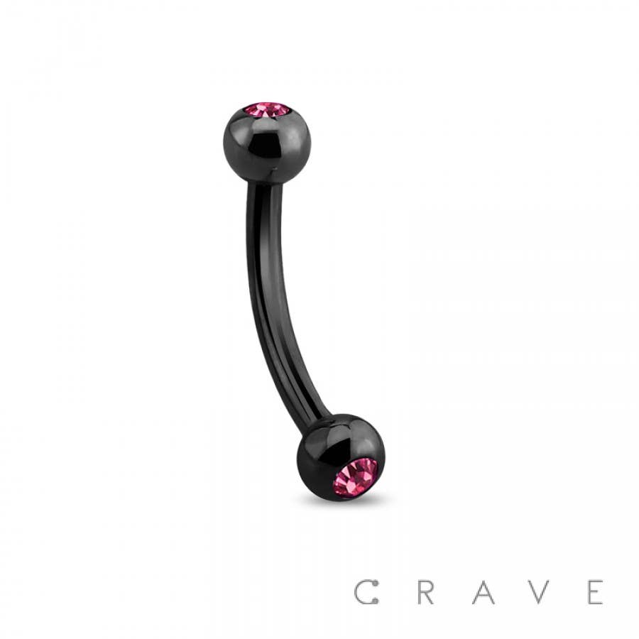 CRAVE - Wholesale Single Earring - BLACK IP OVER 316L SS WITH GEM BALLS (KR)4