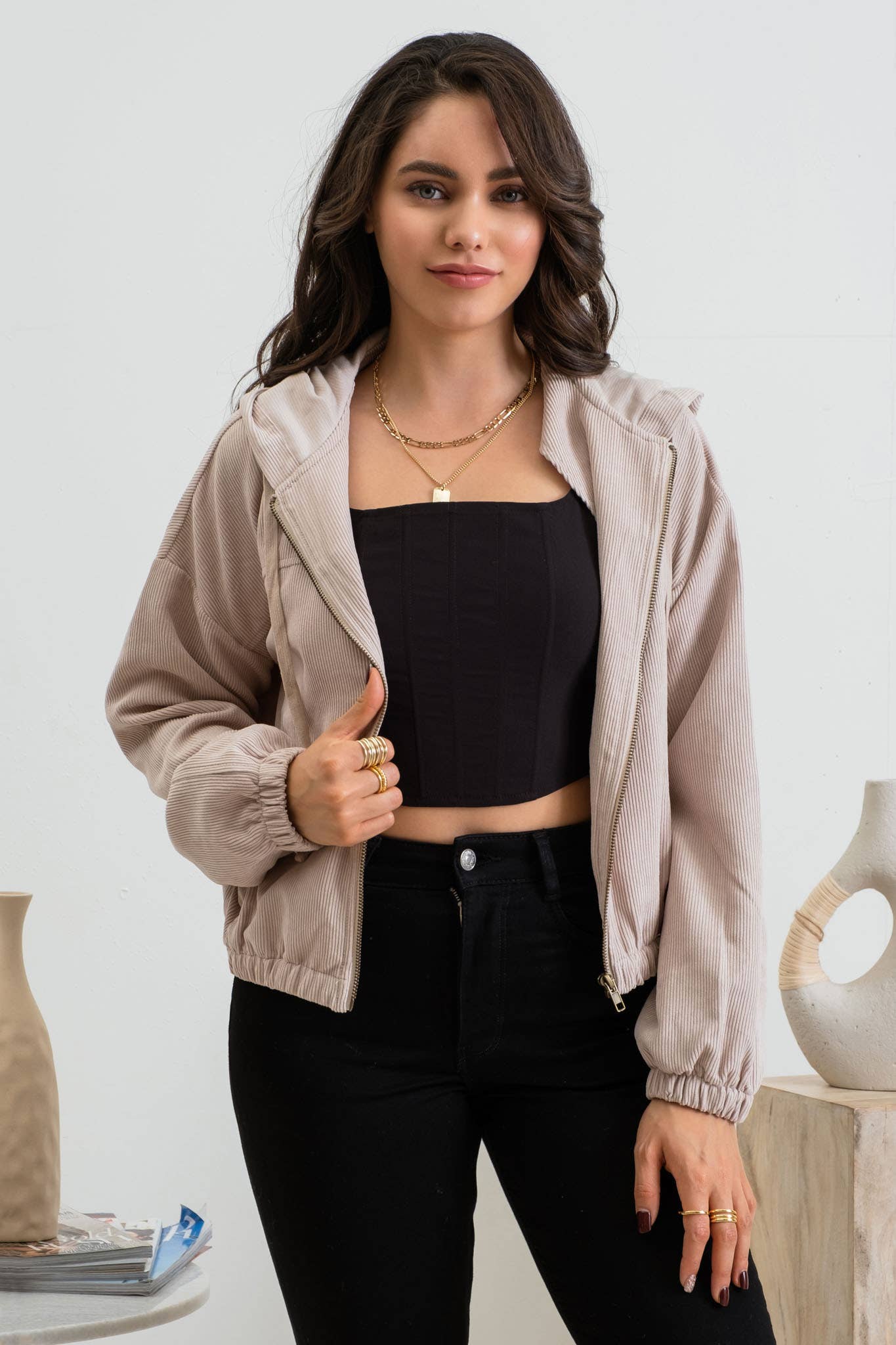 Blu Pepper – Blusão - Mulher por atacado – CASACO DE VELUDO COM ZÍPER35