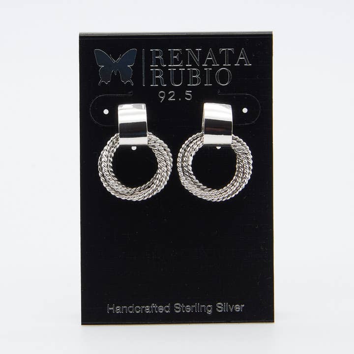 Sterling Silver Oxidized Ropy Loop Cluster Post Earrings for wholesale by Renata Rubio 92.5