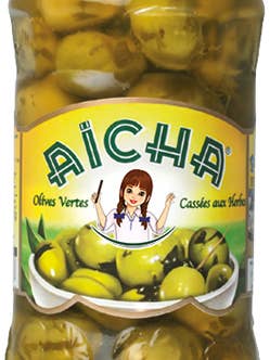 K Green Olives Herbs * 6 Jars 37cl AICHA for wholesale by YULY FOOD SAS