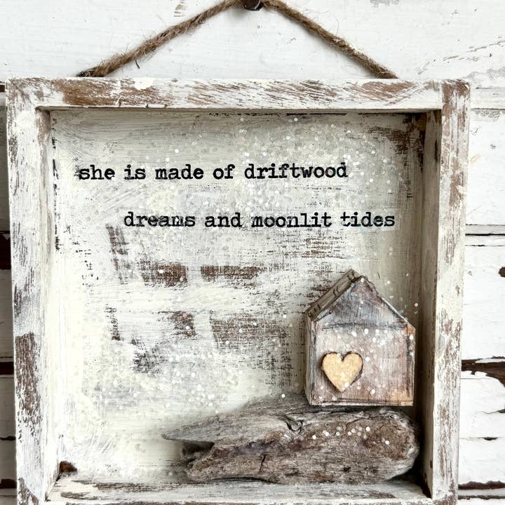 UnfiniSHEd - Wholesale Wall Sign - Driftwood House Coastal Decor Shadowbox Driftwood Dreams 1
