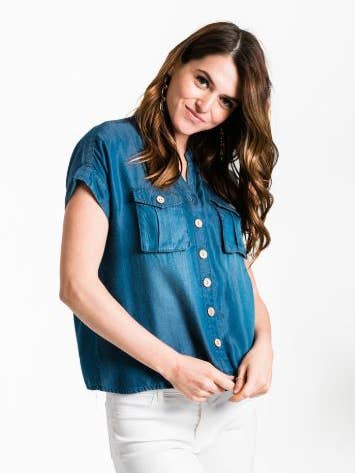 Short Sleeve Bellowed Pocket Shirt for wholesale by Given Kale