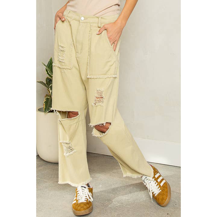 Pol Clothing - Wholesale Pants - Women's - Casual Distressed Hammer Pants SALE
