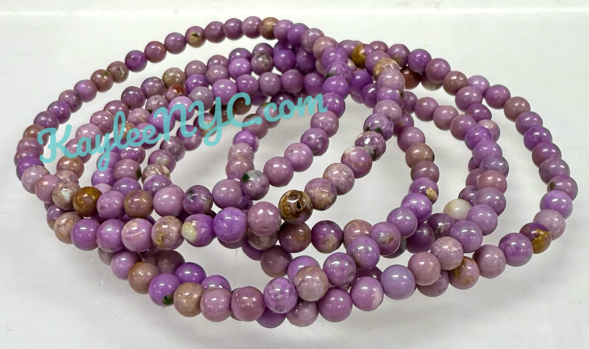 KayleeNYC - Wholesale Beaded Bracelet - Phosphosiderite 5mm 7.5” Crystal Stretch Bracelet2
