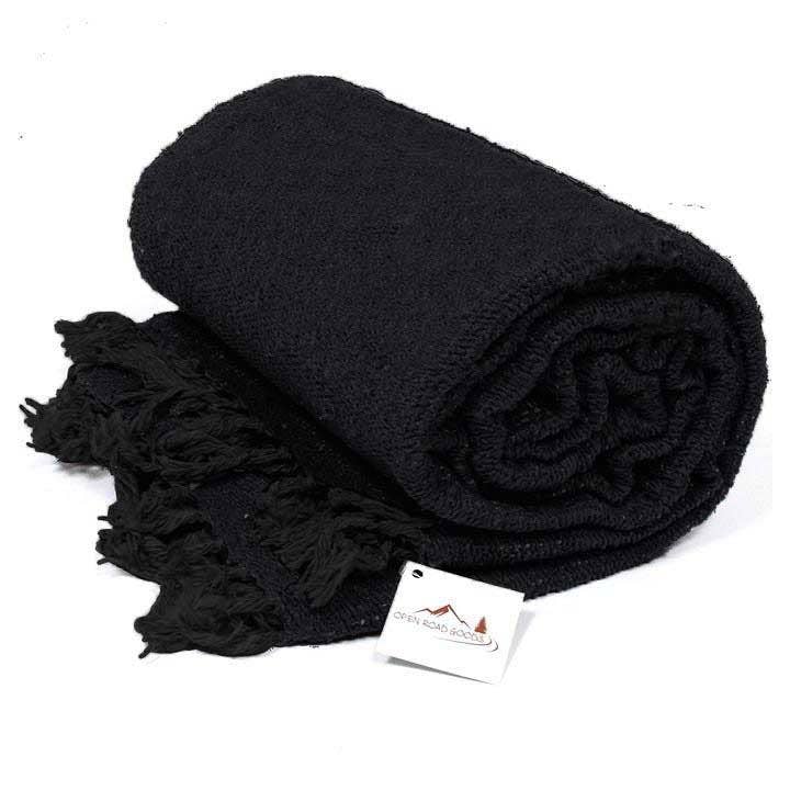 West Path - Wholesale Yoga Blanket - Solid Black Mexican Yoga Blanket