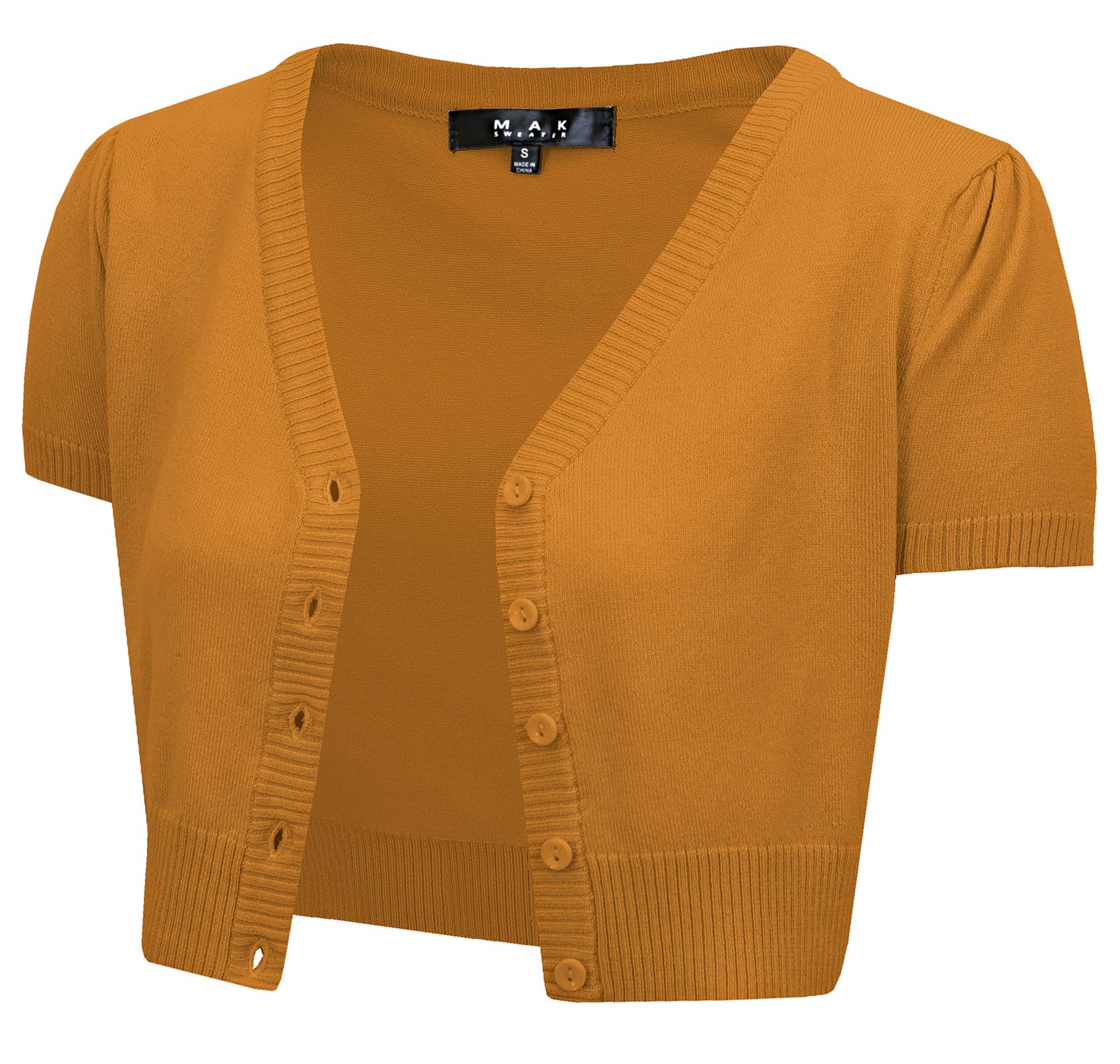 Mak - Vente Cardigan – femme - Cardigan boléro court à manches courtes bouffantes et col en V HB213773