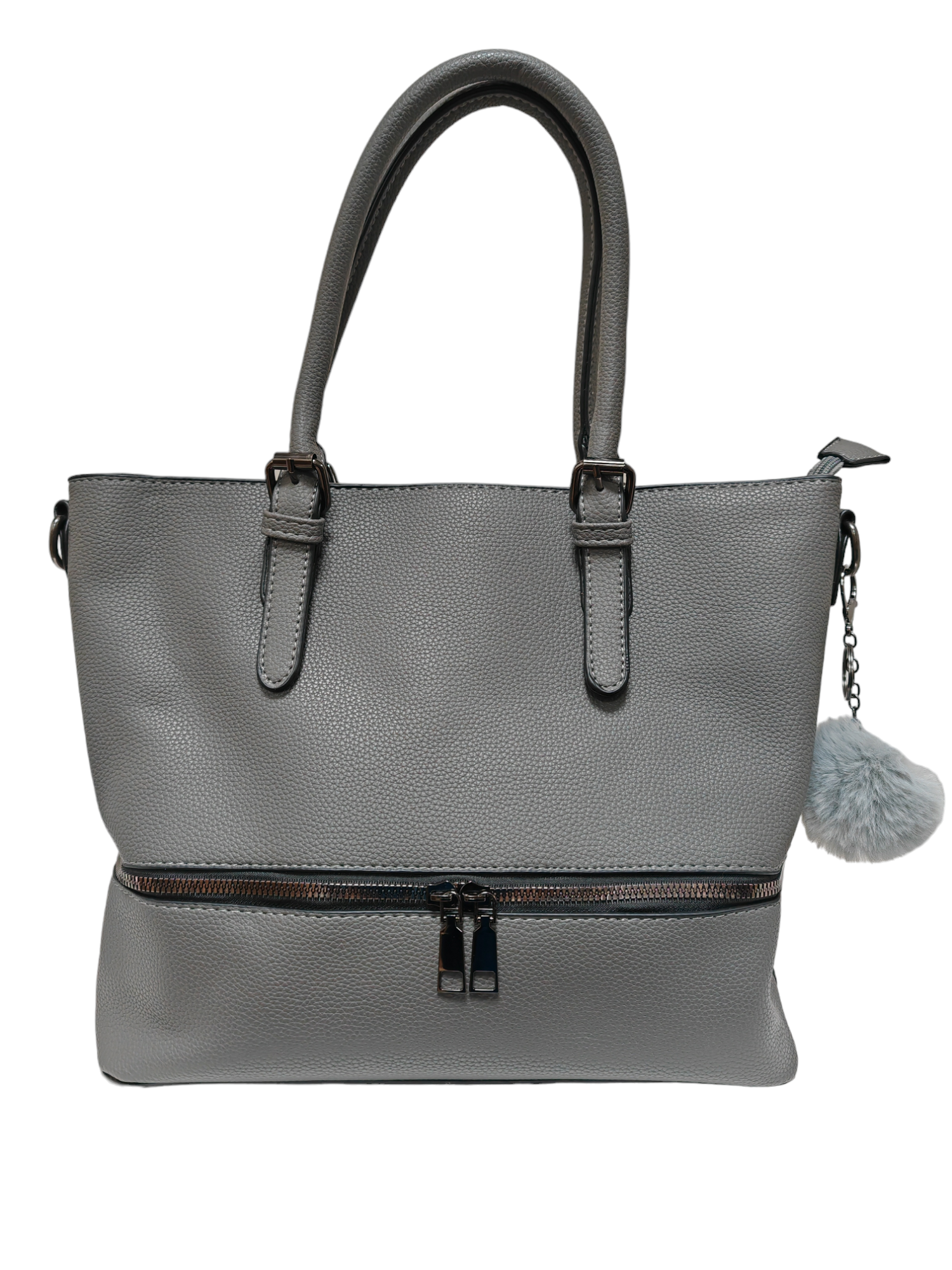 Superbia - Vente Tote bag – femme - Sac fourre-tout A4 en étain de taille moyenne avec pompon 6672-57