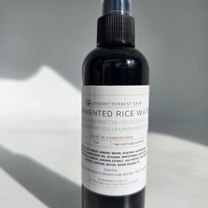 Fermentiertes Reiswasser Leave-in-Conditioner für Haar und Kopfhaut mit Biotin, Keratin, Rosmarin+Kürbiskernöl und Ginseng für den Großhandel von gbb Goodbetterbest Skin