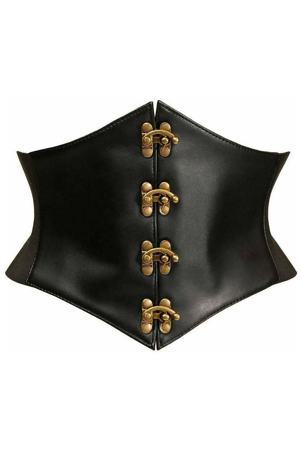 Daisy Corsets - Wholesale Corset - Women's - Lavish Black Faux Leather Corset Belt Cincher w/Clasps1