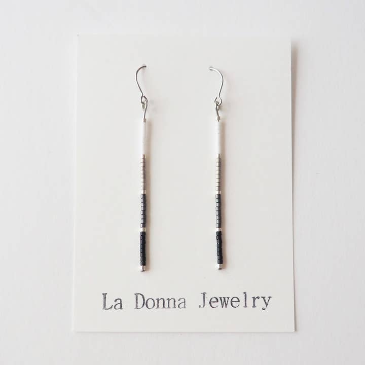 SHORT Black/White Vertical Bar Earrings for wholesale by La Donna Jewelry