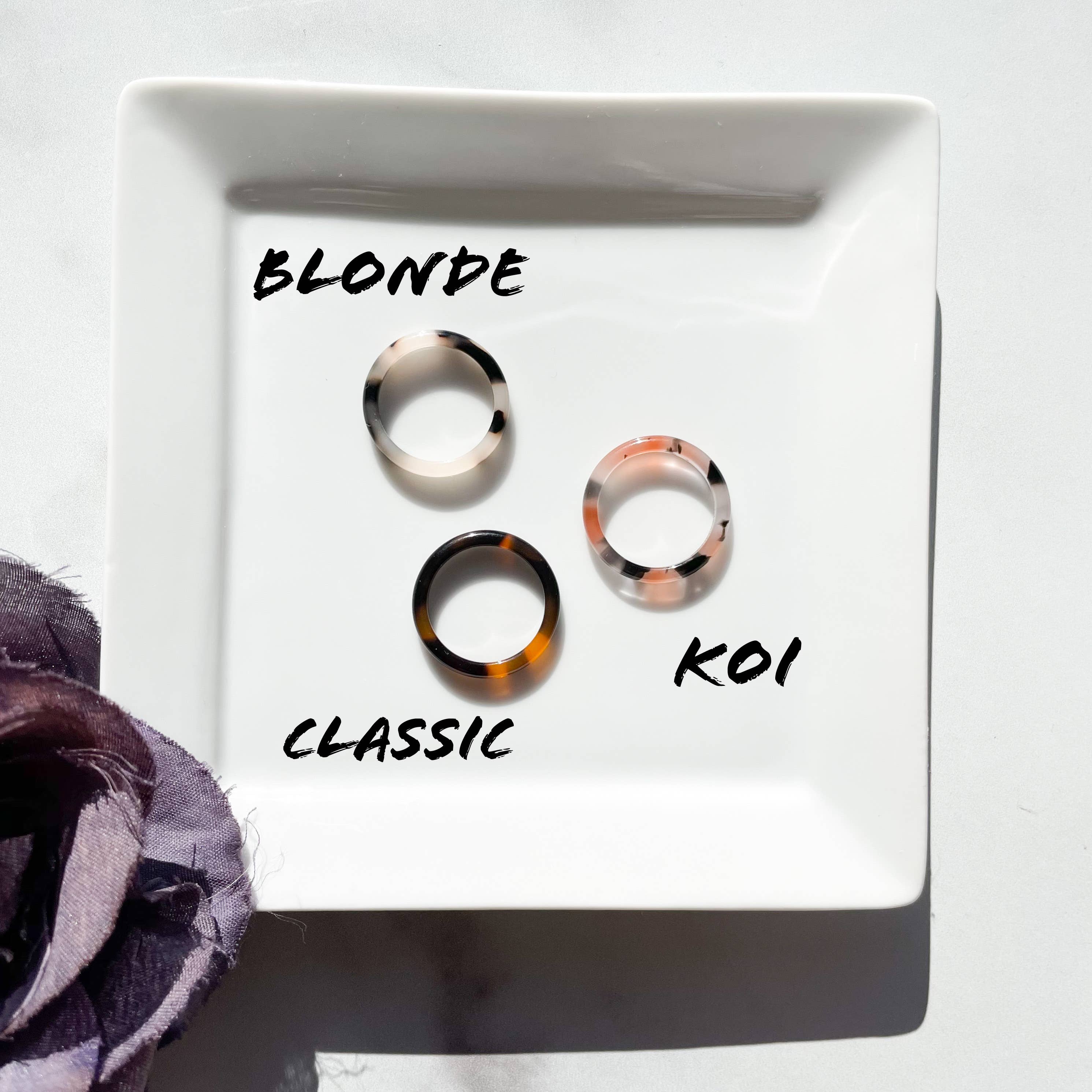 Fenna&Fei - Wholesale Band/Stacked Ring - 8 Pack - Round Ring Collection Tortoise Shell Stacking Ring1