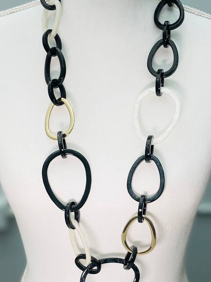 CHIC - Long Oval Necklace (black) NK227 for wholesale by TWO FORTY TWO