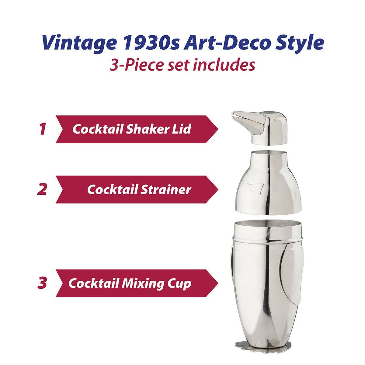 HIC - Harold Import Co. - Wholesale Kitchen Tool/Gadget - HIC Bar Penguin Cocktail Shaker8