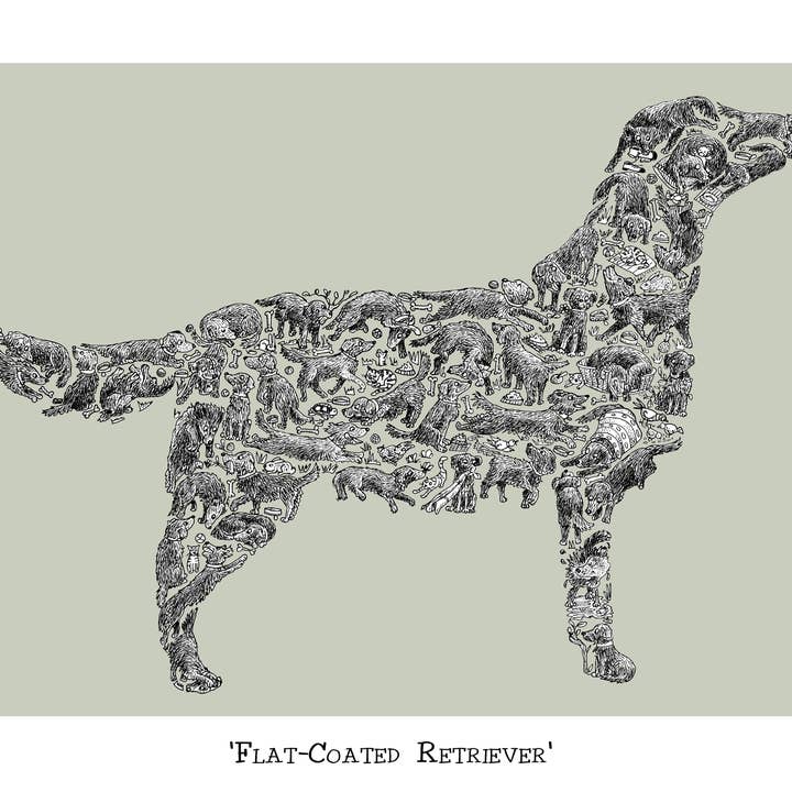 Flach beschichtete Retriever für den Großhandel von Louise Tate Illustration
