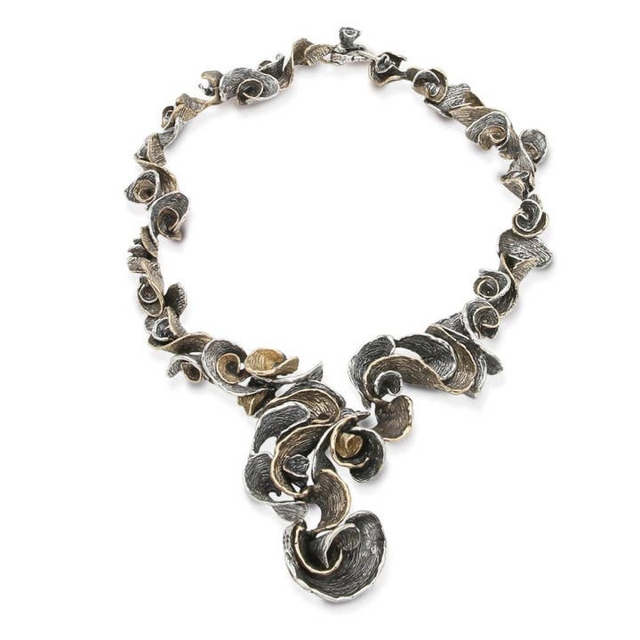 Collana lunga Pavonia argento 925 e bronzo - CA108 per la vendita all'ingrosso da parte di Mandile Gioielli