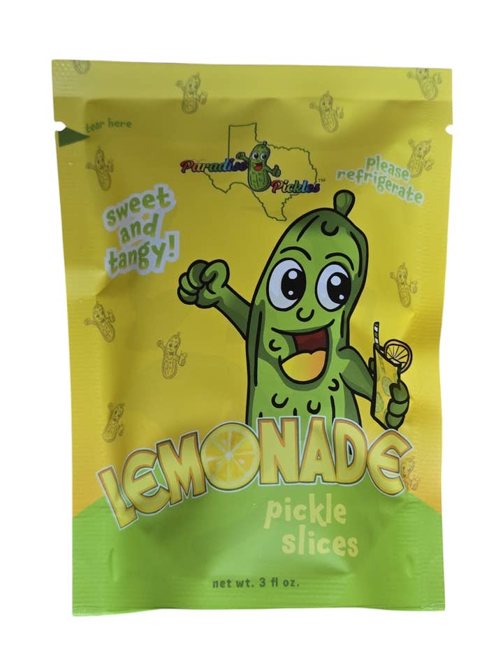 25 Lemonade Pickle Snacks! for wholesale by Paradise Pickles LLC