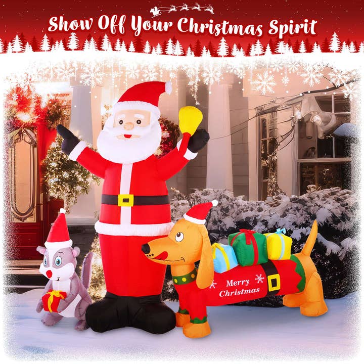 G128 - Wholesale Christmas Decoration - Inflatable Santa Claus with Dog and Raccoon, Christmas Decor1