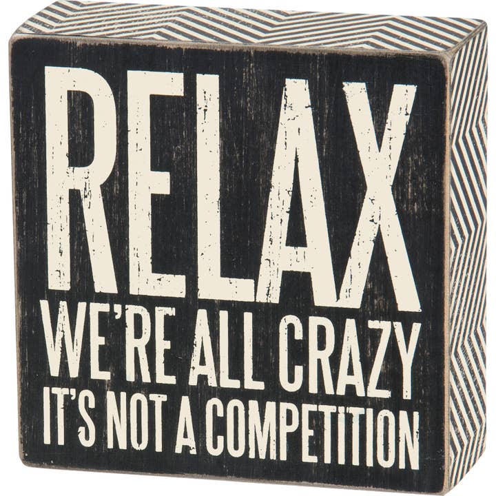 We're All Crazy Box Sign for wholesale by Primitives by Kathy